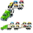 thumbnail image 1 of Semi-Trailer Truck Toy Freight Carrier Larger 15 inch Big Rig Truck with 8 Automatic Friction Powered ATV Racing Quad Bike Motorcycle for Christmas, Birthdays, 1 of 6