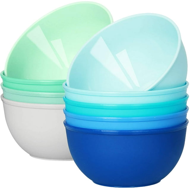 GHSDFBB 9 Pack 10 Ounce Plastic Bowls, Small Plastic Bowls