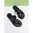 thumbnail image 3 of Minimalist Twist Design Thong Sandals, White Fashionable Solid Color Women's Flat Sandals, 3 of 4