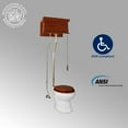 thumbnail image 2 of Renovators Supply High Tank Pull Chain Toilet w/Light Mahogany Wooden Flat High Tank 70" to 74" Adjustable Height Brass L Pipe and Elongated Toilet Bowl, 2 of 12