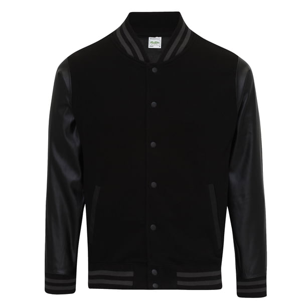 AWDis Hoods - Chaqueta Letterman para Hombre (Negro Intenso/Negro Intenso)
