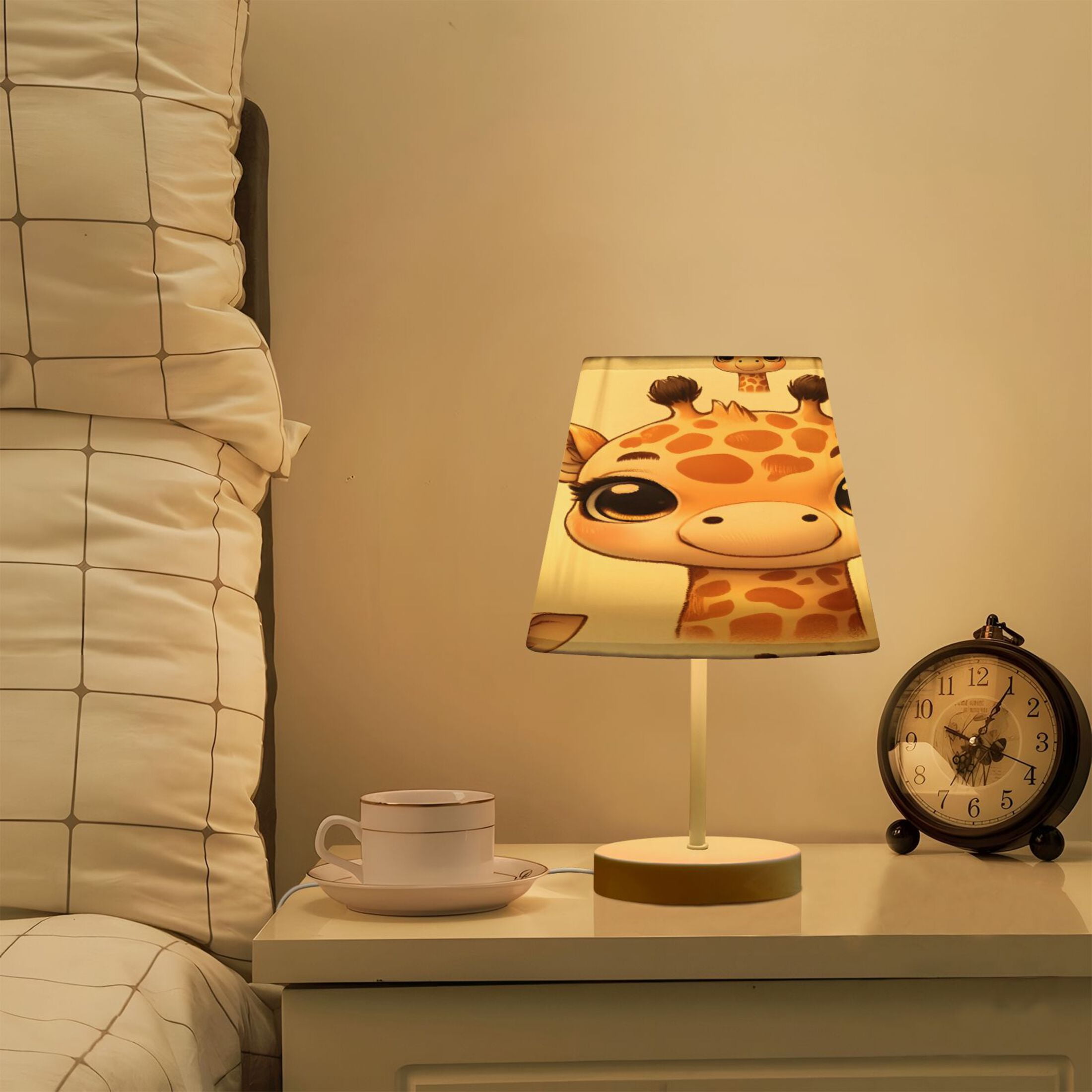 Cute Baby Giraffe Head Desk Lamp LED Table Nightstand Lamps with 3 Color Temperatures for Home Bedroom Living Room Decor 8x12