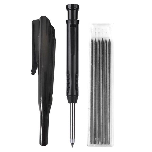 Herramientas Marcado Carpintería Agujero Profundo Sólido Kit Herramientas Marcado Lápiz (negro)