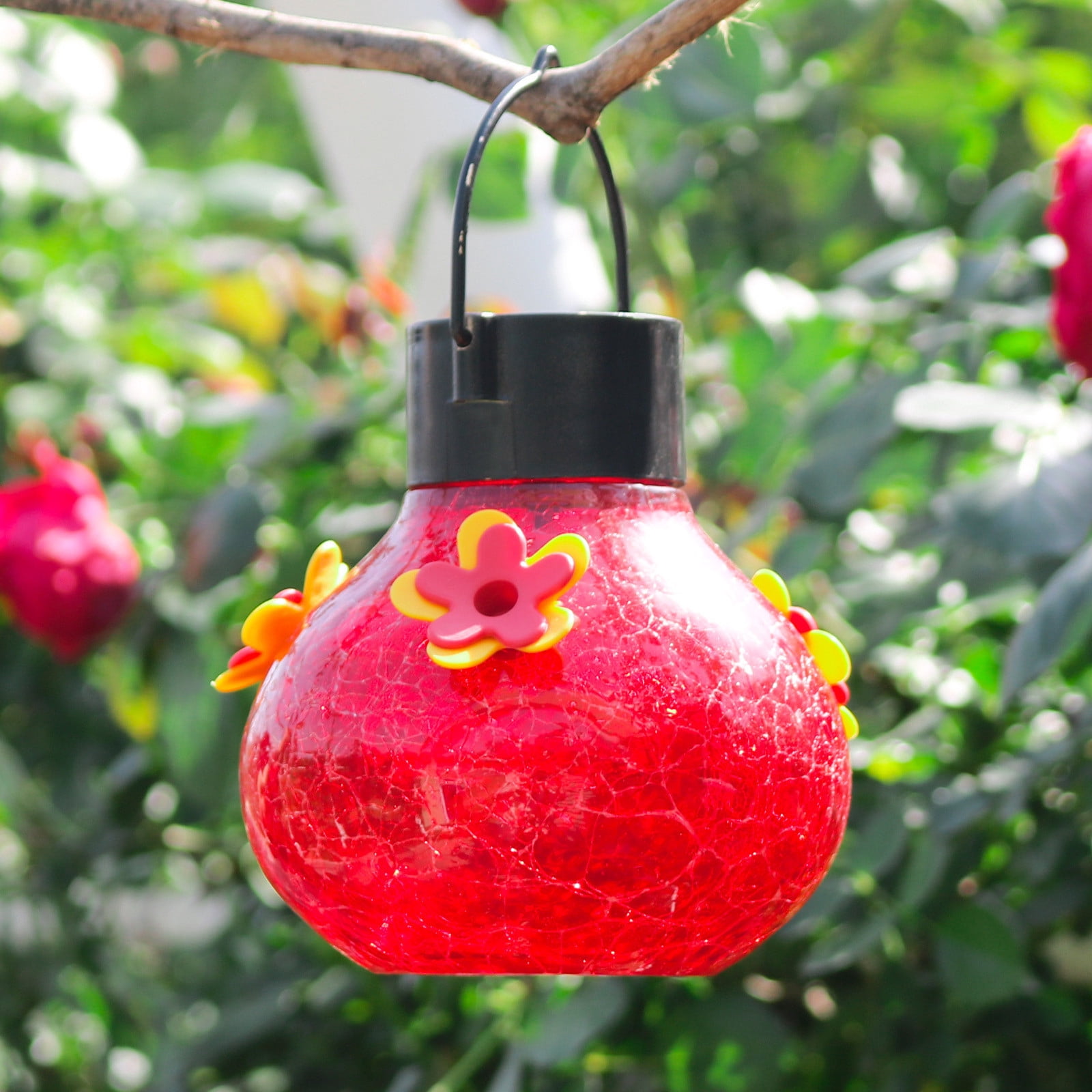 Camnix Solar Lighted Hummingbirds Feeder Automatic Unit Patio Hanging Outdoor Decoration