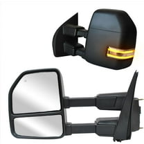 WLLW Towing Mirrors for 2017-2020 Ford F250 F350 F450 F-550 Super Duty Dynamic Signal Light Power Heated Temp Sensor Turn Signal Spot Auxiliary Lamp Puddle Light Pickup Truck Tow Mirrors Black