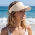 thumbnail image 4 of AirLoni Sun Hats For Women UPF50+ 2 In 1 Zipper Removable Top Ponytail Hat Adjustable Bow Decor Foldable Washable Quick Dry Summer Visor Hats For Women Summer Hats Beige,One Size, 4 of 5