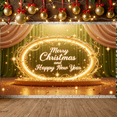 thumbnail image 6 of Golden Theme Christmas Banner Illuminated Design Festive Backdrop Sparkling Stars Ornate Frame Holiday Background for Christmas Party New Year Celebration Indoor Decoration, 6 of 9