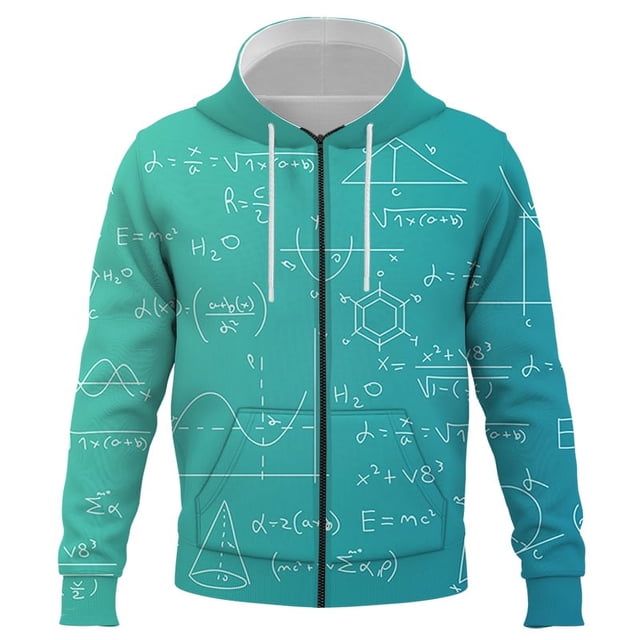 Sudadera con capucha con estampado 3D de fórmula matemática para hombre y mujer, ropa de calle informal de moda, estilo hip hop, con cremallera, 2024