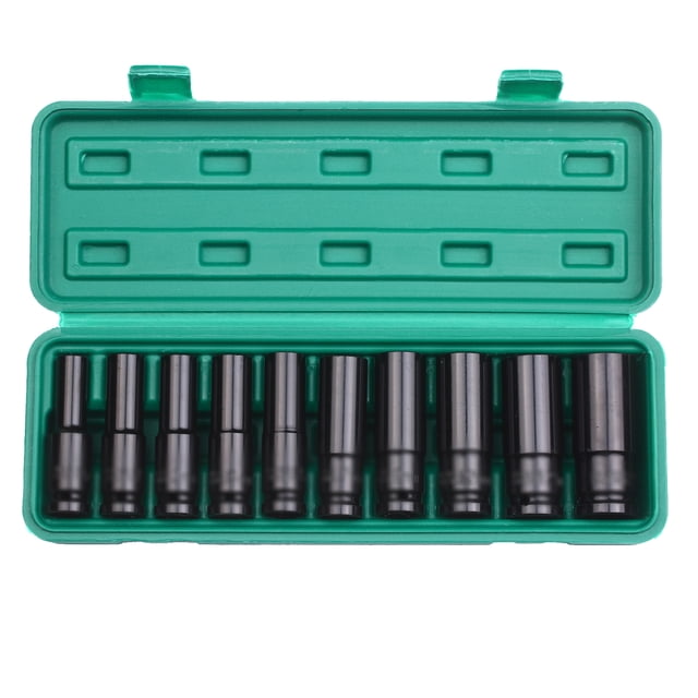Juego de enchufes de impacto hexagonal de 1/2 pulgada de 10 piezas de enchufe profundo tam Carevas Enchufe