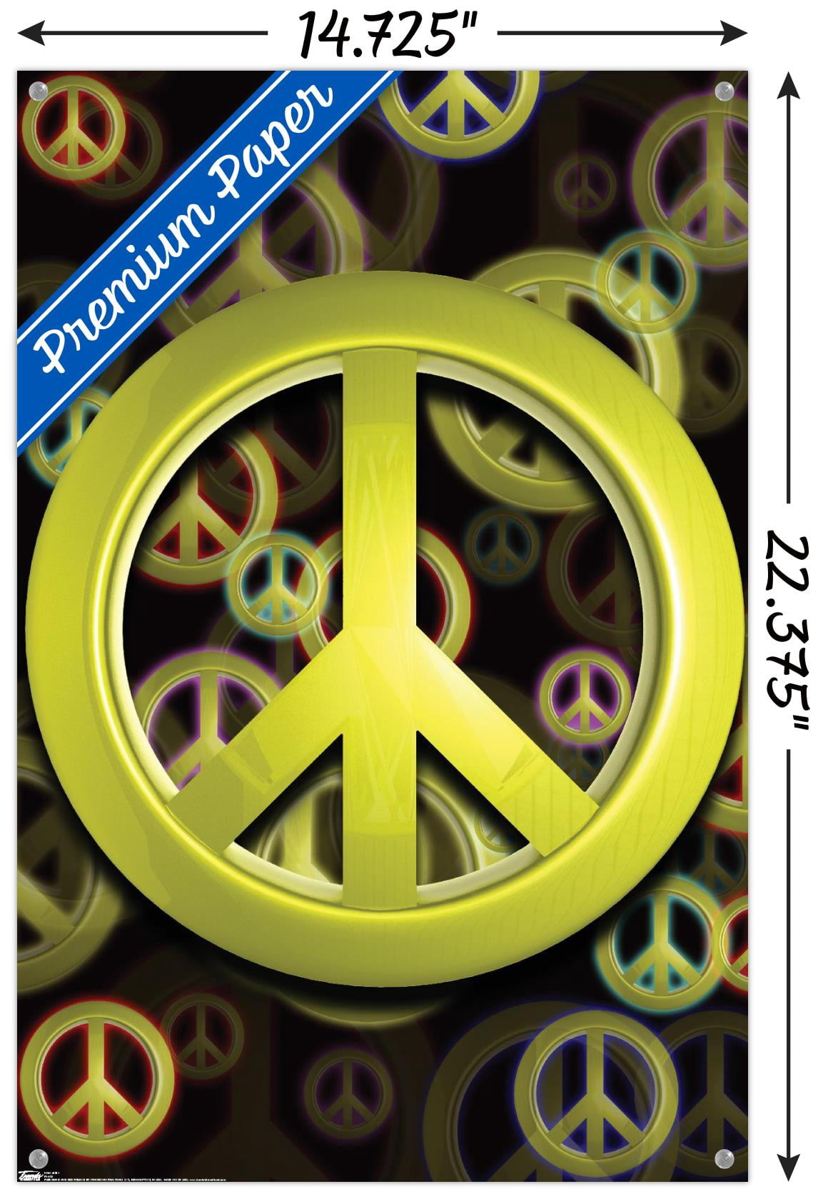 Peace Wall Poster with Push Pins, 14.725" x 22.375"