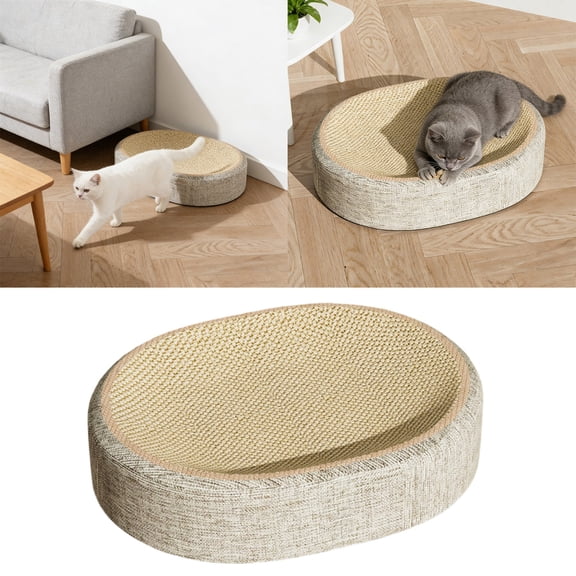 2-in-1 Cat Scratcher Bed Mat – Oval Scratching Pad & Sleeping Mat for Cats & Dogs
