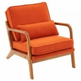 thumbnail image 5 of Mid-Century Accent Chair with Lumbar Pillow,Upholstered Lounge Chair with Padded Back and Seat Cushion,Reading Chair with Oak Armrest,Single Sofa Chair with Wood Frame, for Bedroom,Living Room,Office, 5 of 9