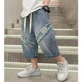 thumbnail image 2 of Boys Jean Shorts Slim Fit Half Pants Pocket Jean Shorts Boys Fashion Kids Boys Jeans Size 7-8 Years Cute&nbsp;Boy&nbsp;Clothing, 2 of 9