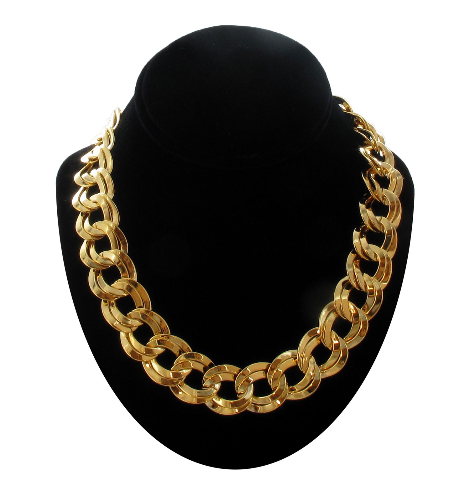 Ky & Co USA Chunky Thick Gold Tone Double Curb Chain Necklace Womens Jewelry 18"