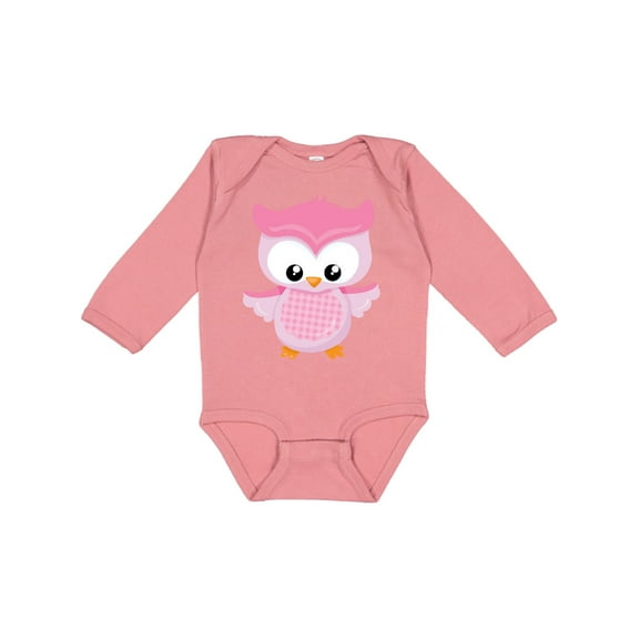 Inktastic Cute Pink Spring Owl Girls Long Sleeve Baby Bodysuit
