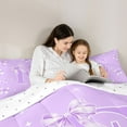 thumbnail image 5 of Castle Fairy Kids Teens Personalized Initial E 3 Pieces Queen Comforter Set,Kawaii Purple Ribbon Bowknot Ultra Soft Bedding Sets,Dreamy Princess Stars Bedding Comforter Set Breathable, 5 of 8