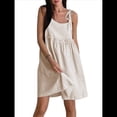 thumbnail image 1 of Vestido de Verano para Mujer con Tirantes, Suelto, de Algodón y , con Falda Acampanada. Caqui M, 1 of 10