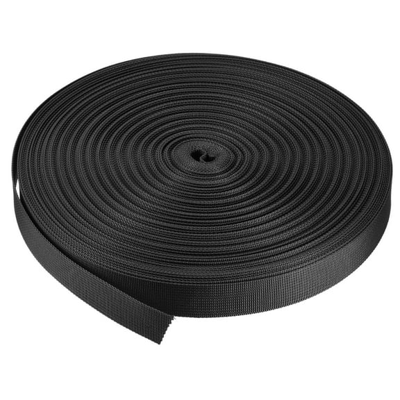 Uxcell Flat Nylon Webbing Strap 1 inch 50 Yards Black for Backpack Luggage-rack Handle Chair Seat