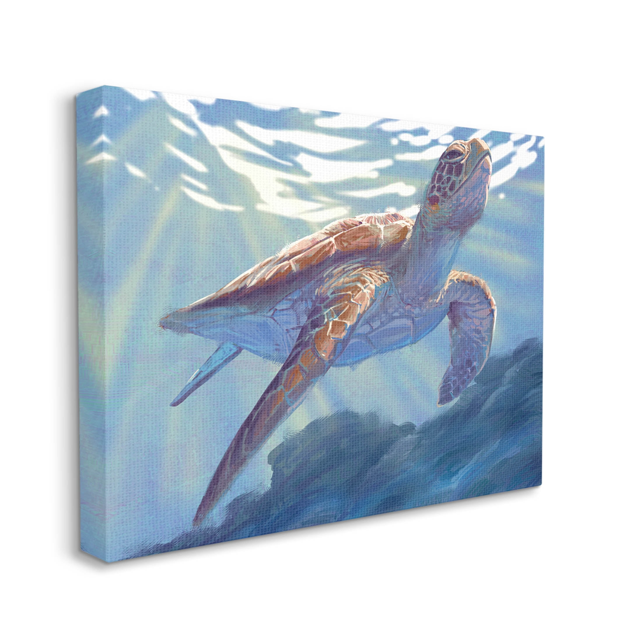 Stupell Industries Deep Ocean Sea Turtle Painting Gallery Wrapped Canvas Print Wall Art, Design by Ziwei Li