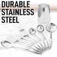 thumbnail image 3 of Stainless Steel Cooking Utensil Set -  Metal Kitchen Gadgets - Easy to Clean Tools - 8 Piece Set, 3 of 6