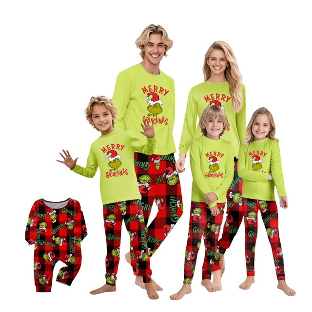 Family Matching Christmas Pajamas Set, Parent-Child Christmas Print Long-Sleeved Tops T shirt + Trousers Sleepwear Outfits for Holiday Pjs Sets (Men, XL)