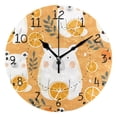 thumbnail image 4 of Cartoon White Bears Leaves Oranges Round Wall Clock Silent Analog Battery Operated Gold Pointer Home Decor 9.84" Diameter, 4 of 11
