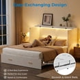 thumbnail image 3 of Mjkone Queen Size Murphy Bed with LED Light,Murphy Cabinet Bed with Folding Mattress,Convertible Cabinet Bed for Small Space,White, 3 of 9