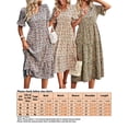thumbnail image 5 of Lumento Women Midi Dress V Neck Sundress Floral Print Swing Dresses Boho Short Sleeve Green L, 5 of 5