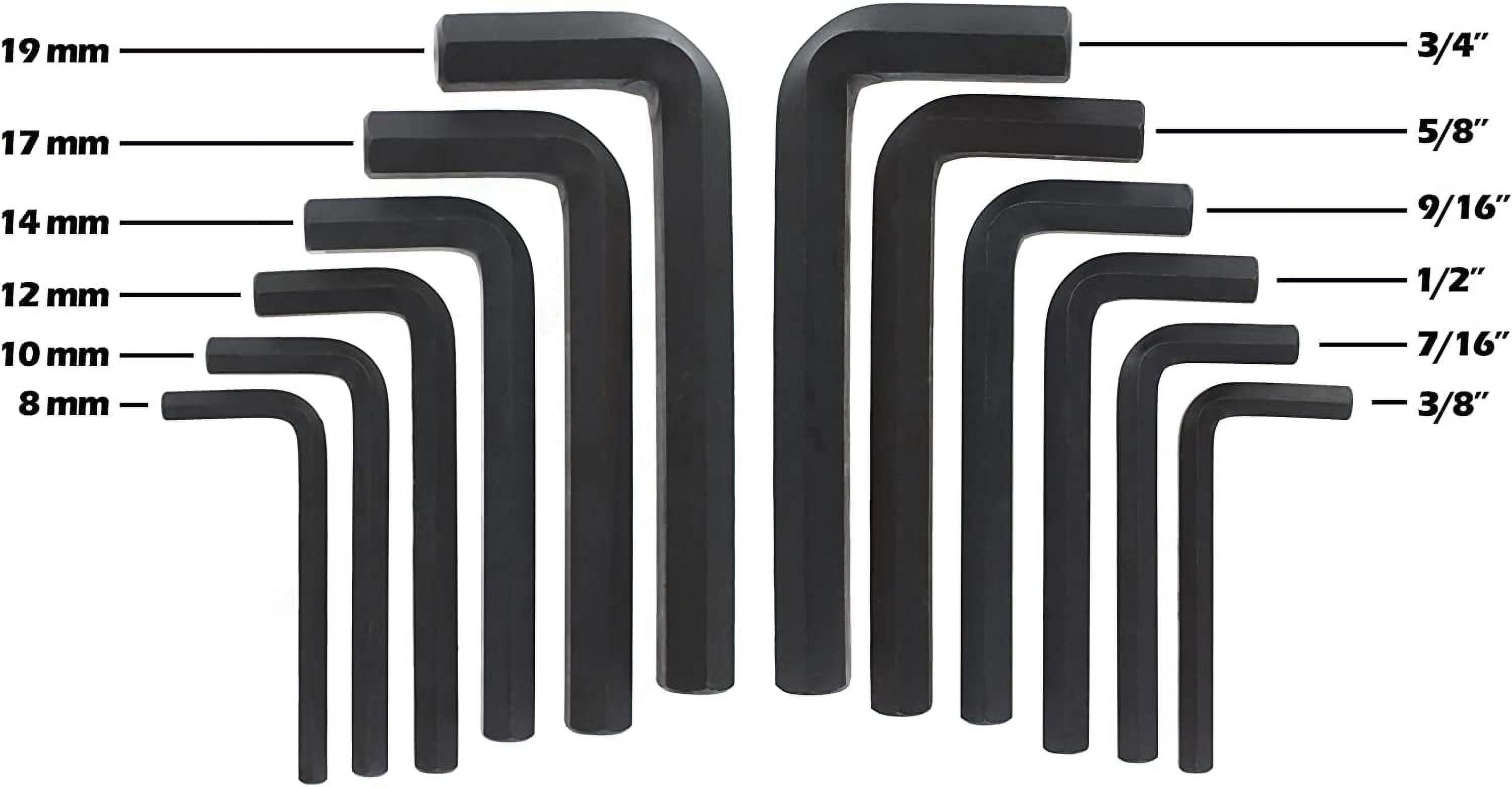 Extra Large Allen Wrench Jumbo Automotive Hex Key Set (SAE and METRIC)