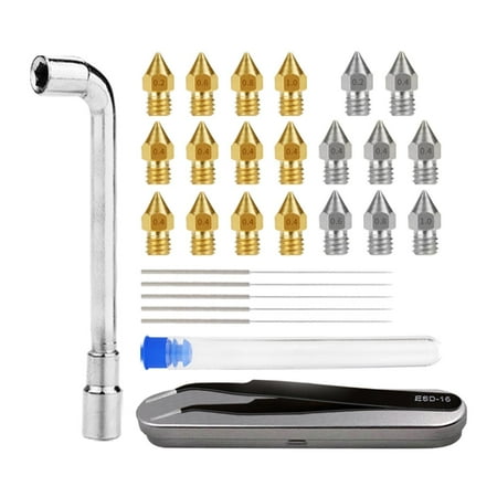 

0.4mm Nozzles with Tweezers Wrenches 0.2mm 0.6mm 0.8mm 1.0mm Extruder Nozzles for Ender 3
