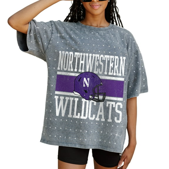 Women's Gameday Couture Gray Northwestern Wildcats On the Ball Oversized T-Shirt