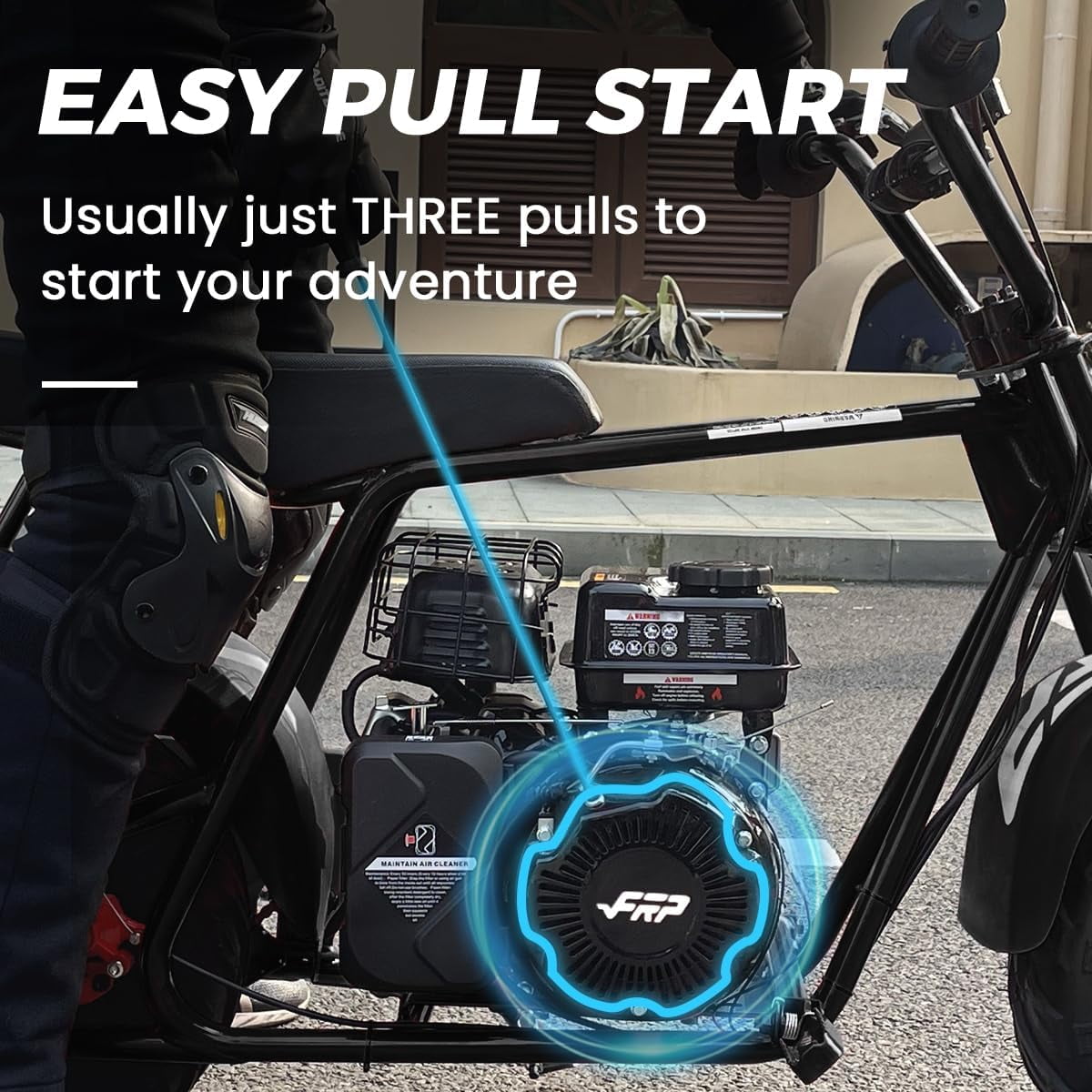 Max Package 99cc Gas 4-Stroke Mini Bike for Teens 13+, Pull Start, Rear Disc Brake, All-Terrain Tires, Up to 28 MPH, 220 lb Capacity, Includes Gloves & Headlight & Taillight