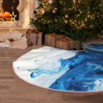 thumbnail image 5 of Xecao Blue White Fluid Art Pattern Christmas Tree Skirt Round Xmas Tree Mat Base Cover for Holiday Home Decorations-36", 5 of 6