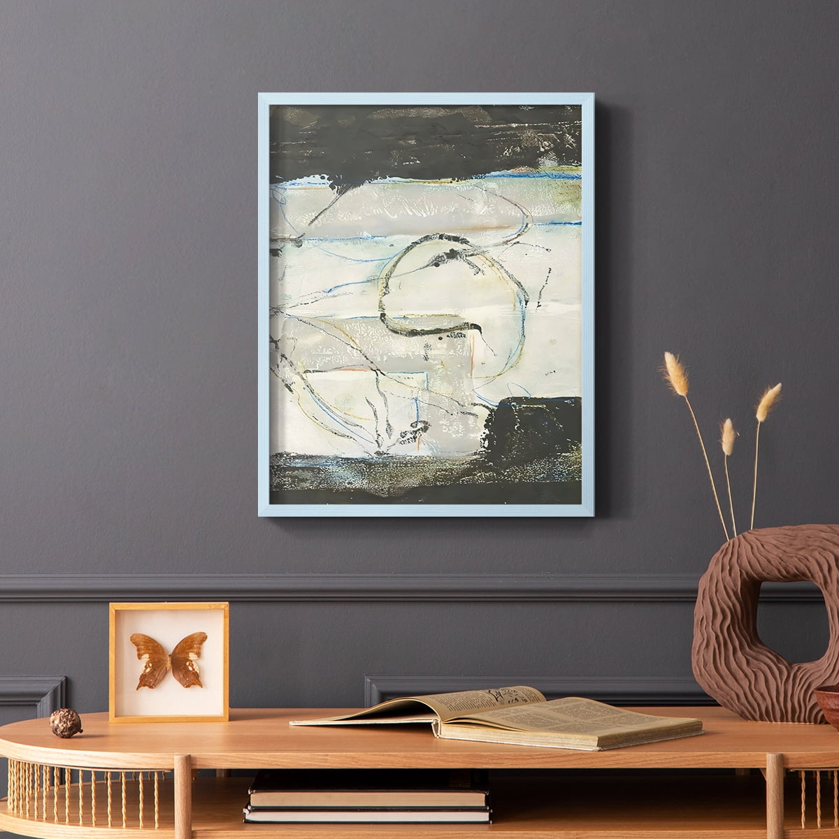 Continuing Energy I Framed Print in Blue Solid Wood Framed Print No Nail Hanging