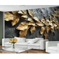 thumbnail image 2 of Golden Leaves Wall Mural Living Room Bedroom, 3D Botanical Mural, Black Gold Large Wall Sticker, Luxury Wallpaper, Leaves Home Decor & Gift 118"W x 83"H (Not Peel and Stick), 2 of 6