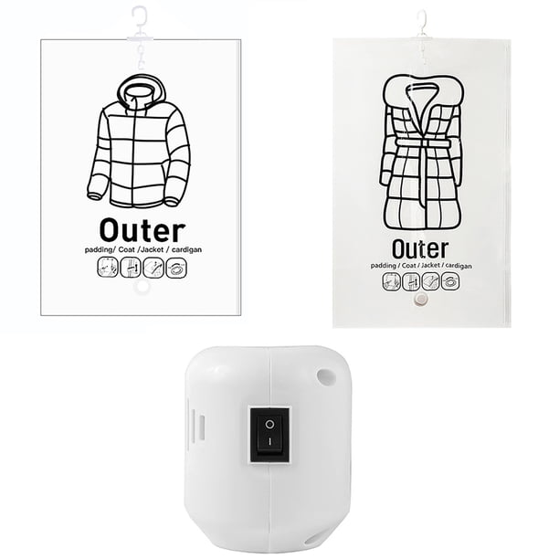 Bolsa reutilizable colgante de almacenamiento al vacío para abrigo de ropa (bomba eléctrica de EE. UU.)