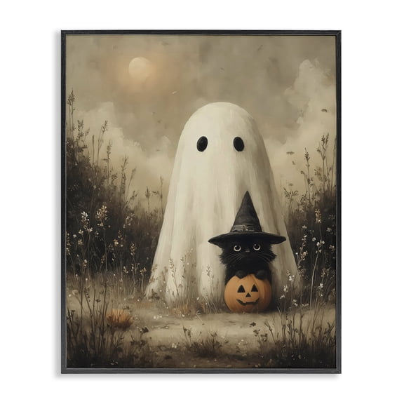 Stupell Industries Rustic Lodge Ghost & Black Kitten Black Framed Giclee Art, 11 x 14, by Arlington Prints