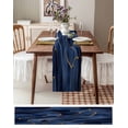 thumbnail image 3 of Navy Blue Gold Table Runner-Cotton Linen- 60 Inch Holiday Dresser Scarves, Boho Marble Abstract Geometric Striped Tablerunner for Kitchen Coffee/Dining Bedroom Living Room Dinner Scarf Décor 13x60, 3 of 9