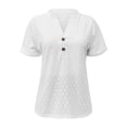 thumbnail image 4 of B91xZ Hauts pour Femmes Manches Courtes Coton Tricoté Col Rond Crop Top T-Shirt, Blanc TTG, 4 of 5