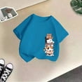 thumbnail image 4 of LUOGENLI T-Shirt pour Filles, Mode Mignonne Imprimée, Décontracté, Col Rond, Manches Courtes, T-Shirt d'Été, Hauts Maxi Noirs, Bleu Foncé 6-8 Ans, 4 of 4