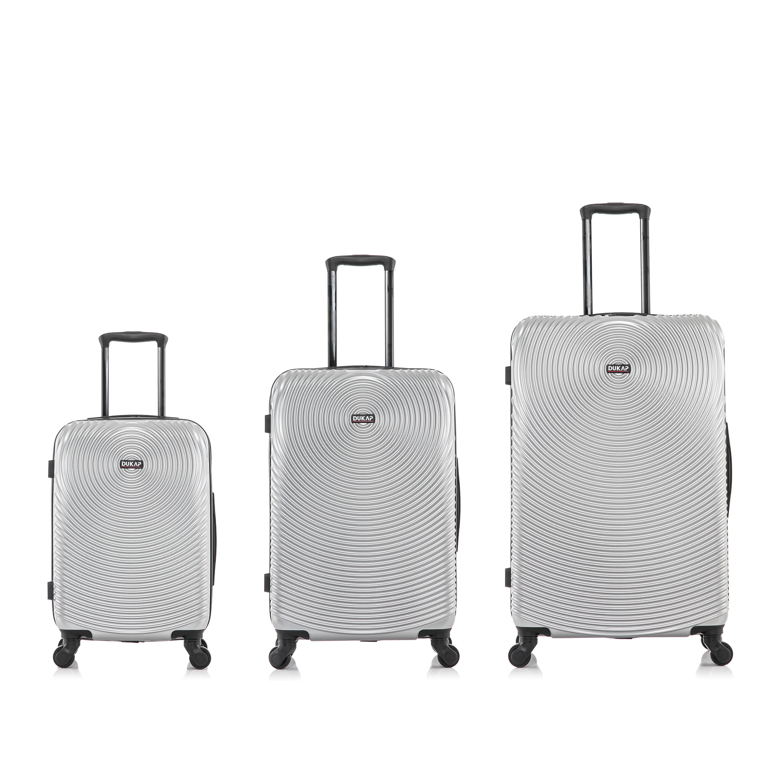 DUKAP Inception 3-Piece Hardside Luggage Sets with Spinner Wheels, Handle and Trolley, (20"/24"/28"), Silver