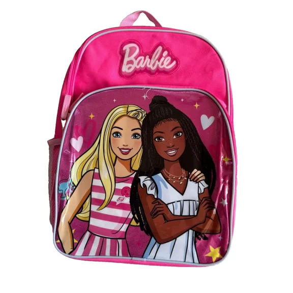 Barbie 16" Canvas Large Unisex School Backpack with 2 Mesh Pockets