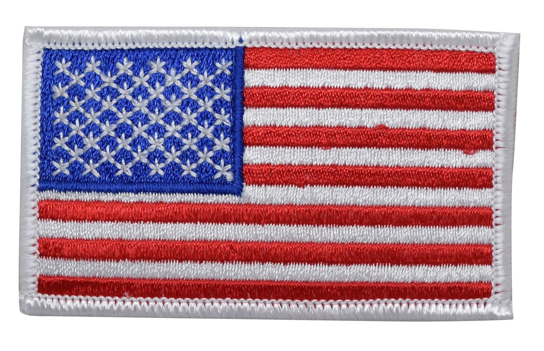 American Flag - White Border - Iron on Applique/Embroidered Patch