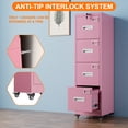 thumbnail image 5 of Aobabo 4 Drawer File Cabinet with wheels, Metal Vertical File Storage Cabinet with Lock, Office Home Steel Vertical File Cabinet for A4 Letter /Legal Size Assembly Required,Pink, 5 of 10