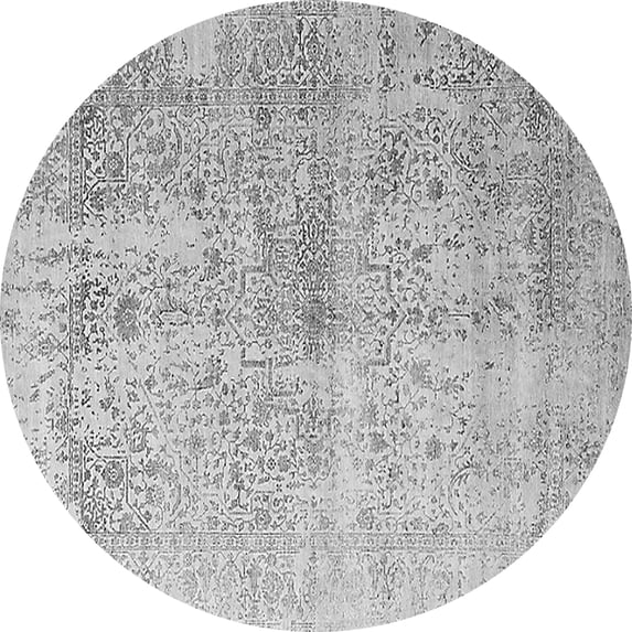 Ahgly Company Indoor Round Oriental Gray Industrial Area Rugs, 6' Round