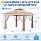 thumbnail image 4 of Yeshouse Tienda de campaña al aire libre con toldo 11x11FT con mosquit, haga estallgazebo instantánea impermecon bolsa de transporte portátil, 4 of 9