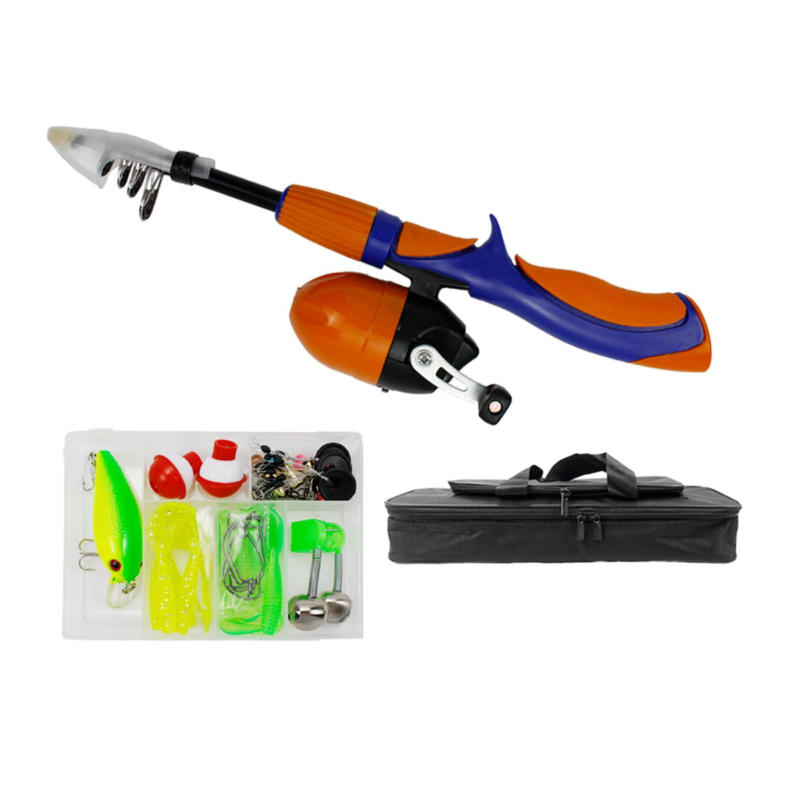 Kids Fishing Pole Spincasting Reel Travel Tote Fishing Rod and Reel