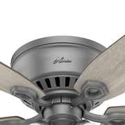 Hunter 52 inch Indoor Ceiling Fan with LED Lights - Ceiling Fan with Pull Chain, For Bedroom, Living Room, or Kitchen, Low Profile Mount, No Remote, 5 Blades - Builder 51113, Matte Silver