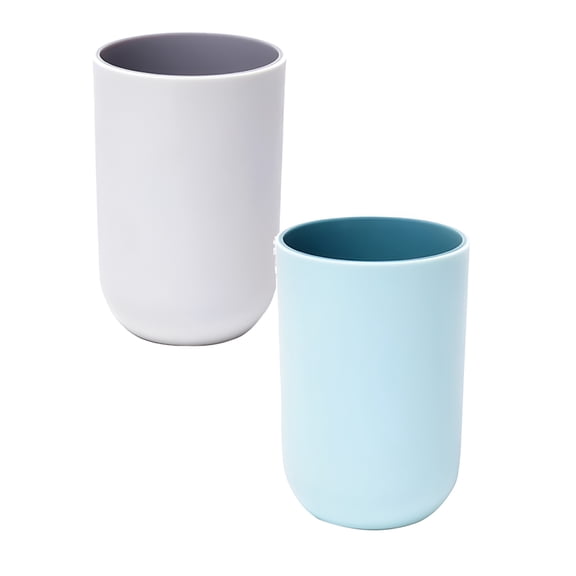 ACDANC 2Pcs Kids Bathroom Cups,Unbreakable Reusable Drinking Cups Set of 2 Colors,Plastic Toothbrush Cup Tumbler,Sturdy and Stackable Toothbrush Mug
