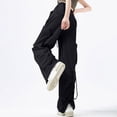 thumbnail image 4 of MuZeFu Cargo Pants for Women Black Women's Solid Color Fashion Casual Loose Broad Leg Full Length Pants, 4 of 6